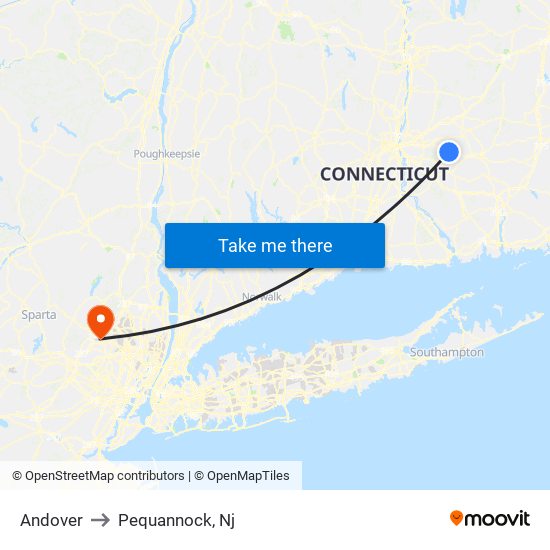 Andover to Pequannock, Nj map