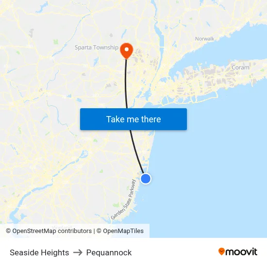 Seaside Heights to Pequannock map