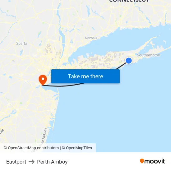 Eastport to Perth Amboy map