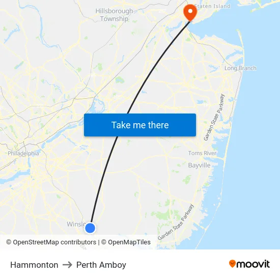Hammonton to Perth Amboy map