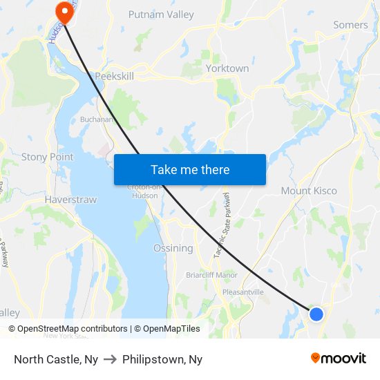 North Castle, Ny to Philipstown, Ny map