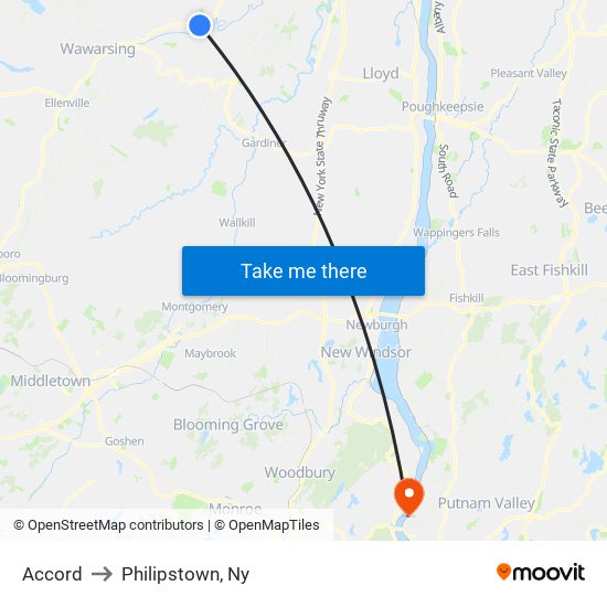 Accord to Philipstown, Ny map