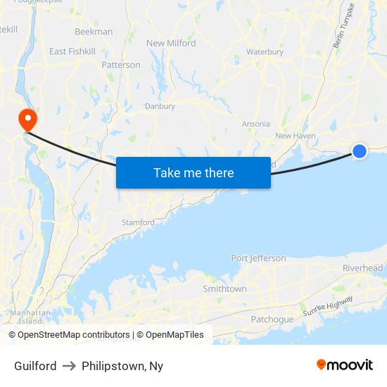 Guilford to Philipstown, Ny map
