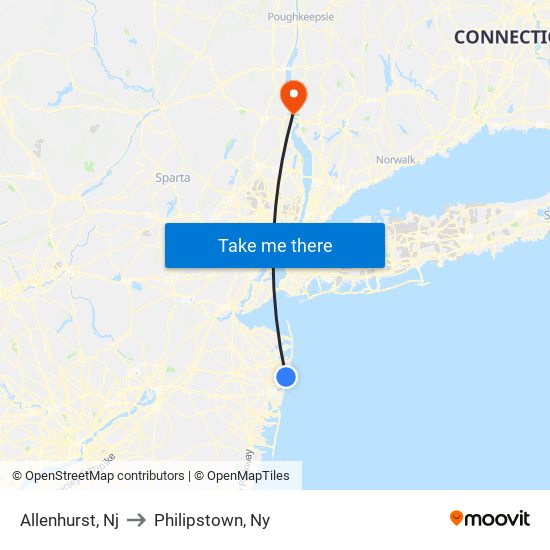 Allenhurst, Nj to Philipstown, Ny map