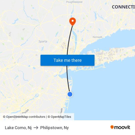 Lake Como, Nj to Philipstown, Ny map