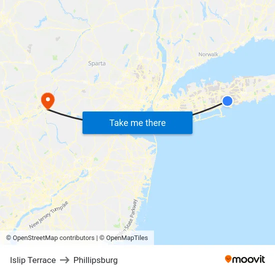 Islip Terrace to Phillipsburg map