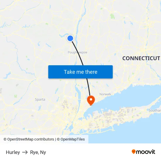 Hurley to Rye, Ny map