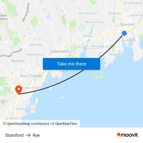 Stamford, Ct to Rye, Ny with public transportation