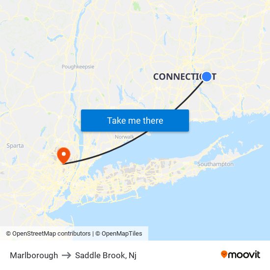 Marlborough to Saddle Brook, Nj map