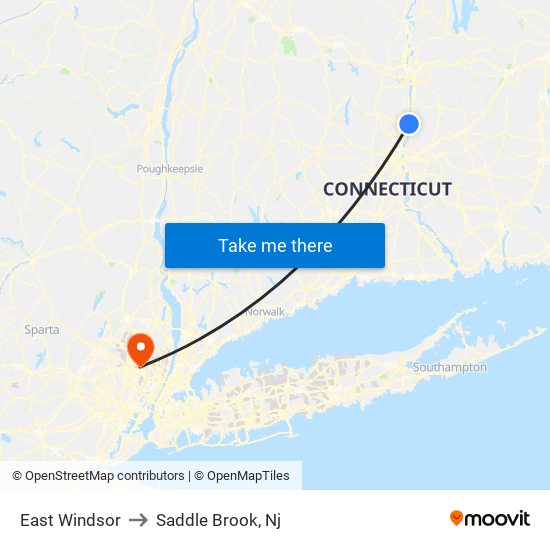 East Windsor to Saddle Brook, Nj map