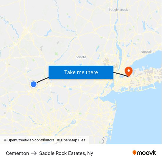 Cementon to Saddle Rock Estates, Ny map