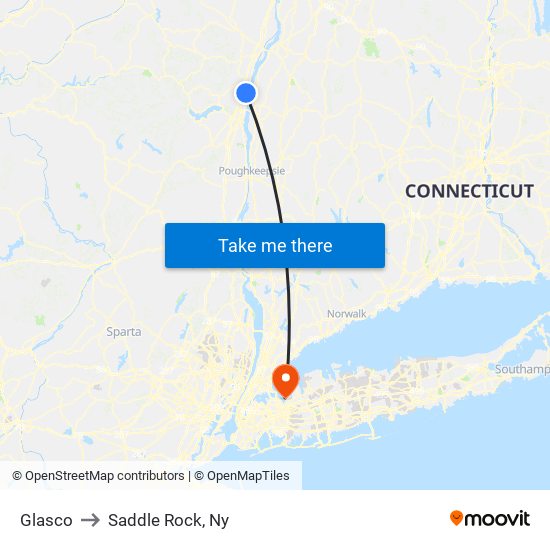 Glasco to Saddle Rock, Ny map