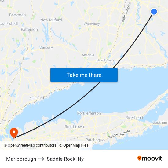 Marlborough to Saddle Rock, Ny map