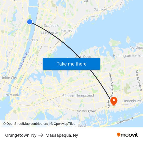 Orangetown, Ny to Massapequa, Ny map