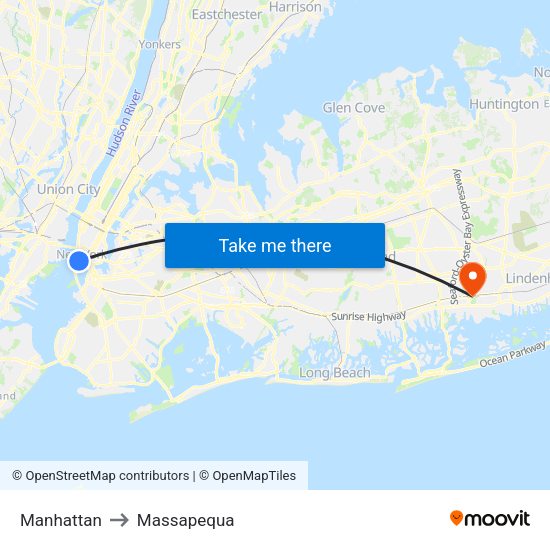 Manhattan to Massapequa with public - City 76174 City 76152