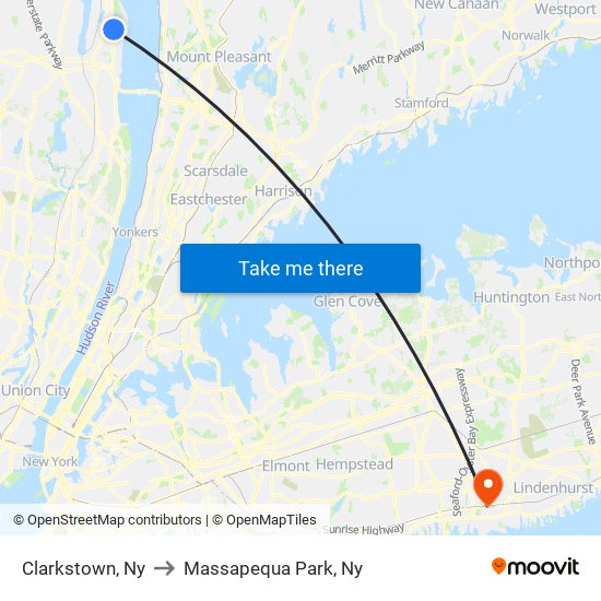 Clarkstown, Ny to Massapequa Park, Ny map