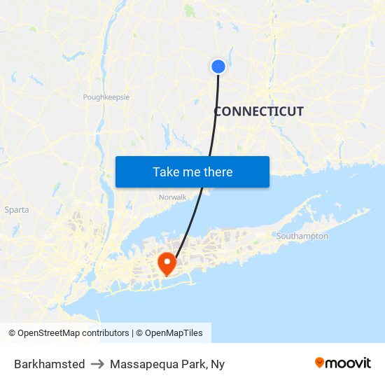 Barkhamsted to Massapequa Park, Ny map