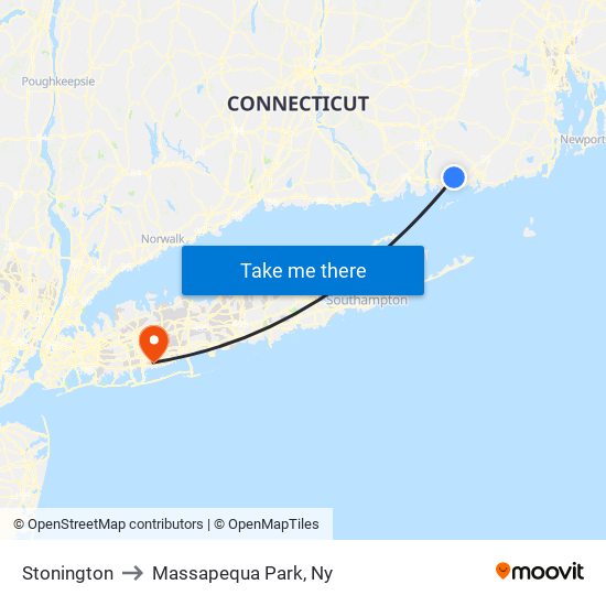 Stonington to Massapequa Park, Ny map