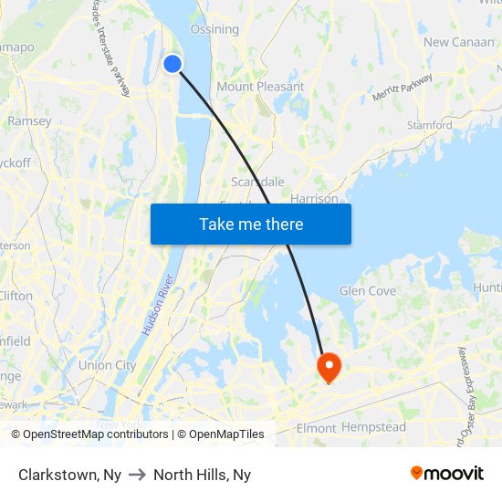 Clarkstown, Ny to North Hills, Ny map