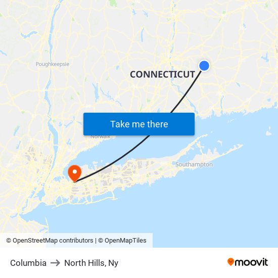 Columbia to North Hills, Ny map