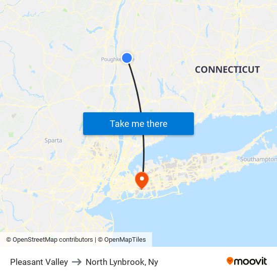 Pleasant Valley to North Lynbrook, Ny map