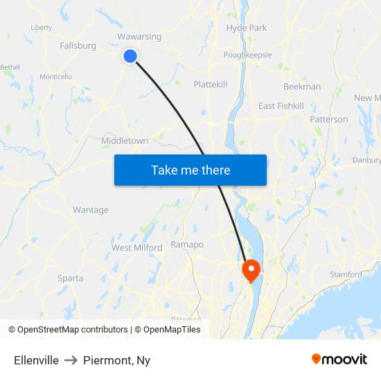 Ellenville to Piermont, Ny map