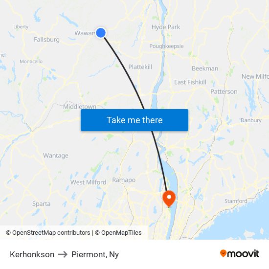 Kerhonkson to Piermont, Ny map