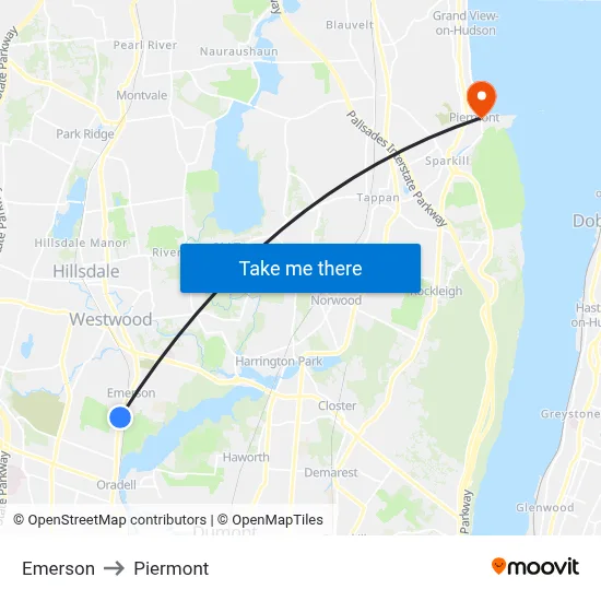 Emerson to Piermont map
