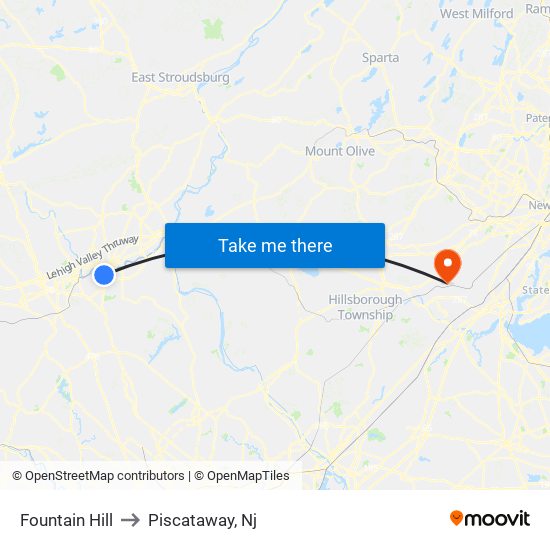 Fountain Hill to Piscataway, Nj map