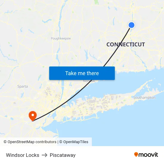 Windsor Locks to Piscataway map