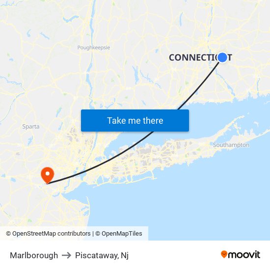 Marlborough to Piscataway, Nj map