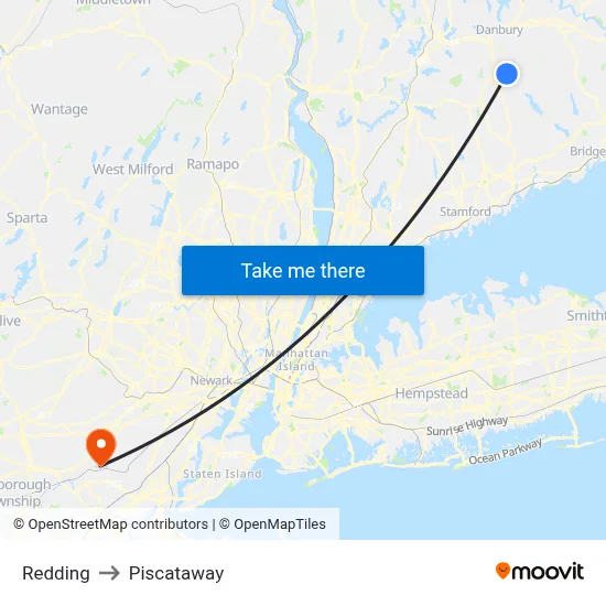 Redding to Piscataway map