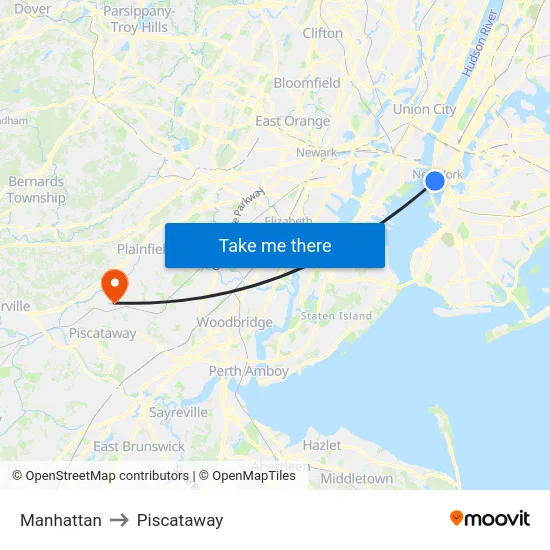 Manhattan to Piscataway map