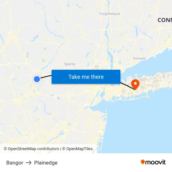 Bangor to Plainedge map