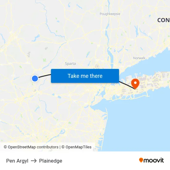 Pen Argyl to Plainedge map