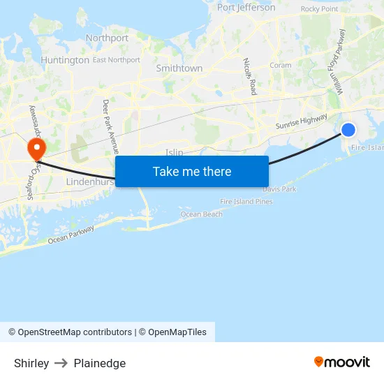 Shirley to Plainedge map