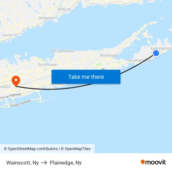 Wainscott to Plainedge, Ny map