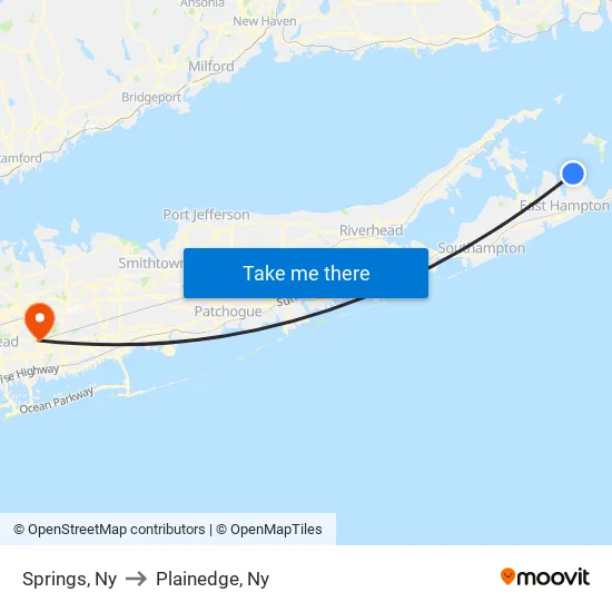 Springs, Ny to Plainedge, Ny map