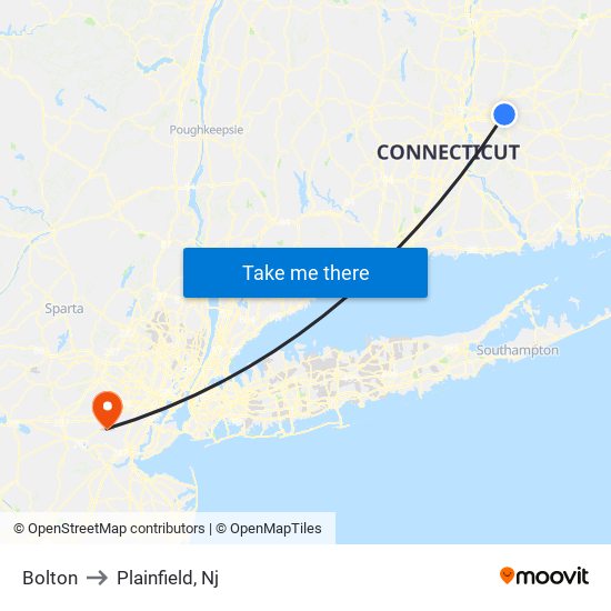 Bolton to Plainfield, Nj map