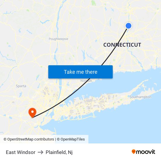 East Windsor to Plainfield, Nj map