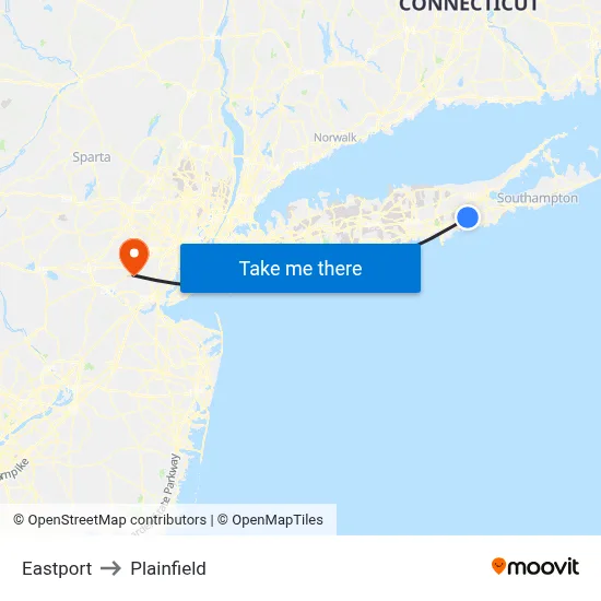 Eastport to Plainfield map