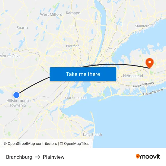 Branchburg to Plainview map