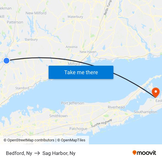 Bedford, Ny to Sag Harbor, Ny map