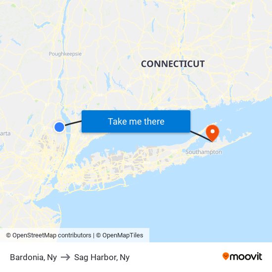 Bardonia, Ny to Sag Harbor, Ny map