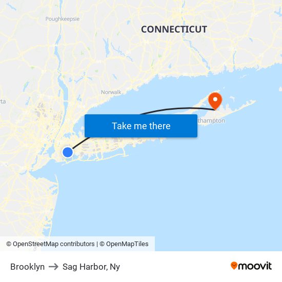 Brooklyn to Sag Harbor, Ny map