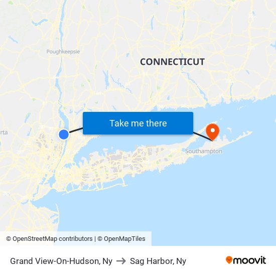 Grand View-On-Hudson, Ny to Sag Harbor, Ny map