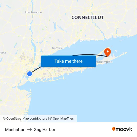 Manhattan to Sag Harbor map