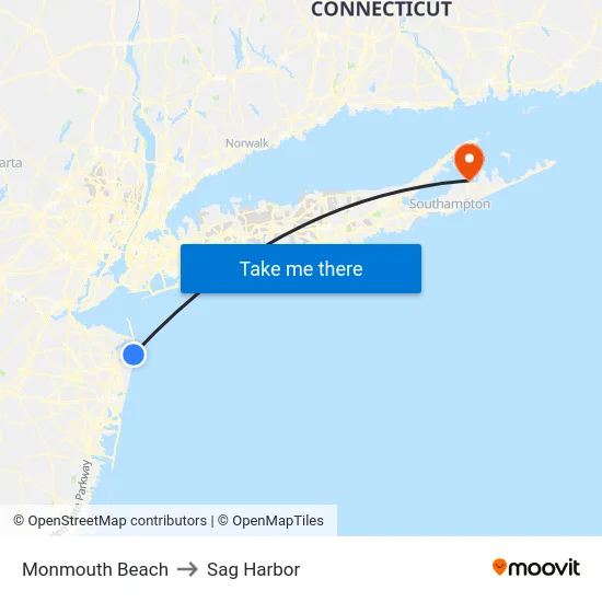 Monmouth Beach to Sag Harbor map