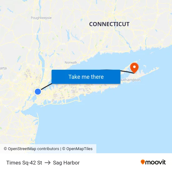 Times Sq-42 St to Sag Harbor map