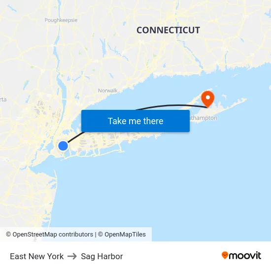 East New York to Sag Harbor map